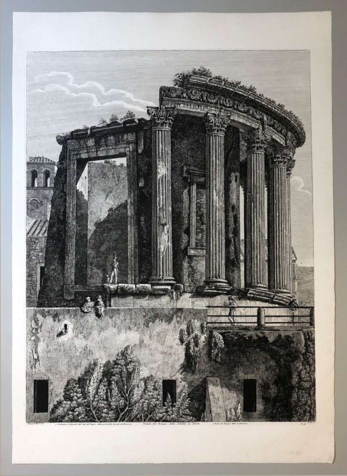 Radierung von Luigi Rossini, Sibyllentempel in Tivoli, Ausgangsaufnahme