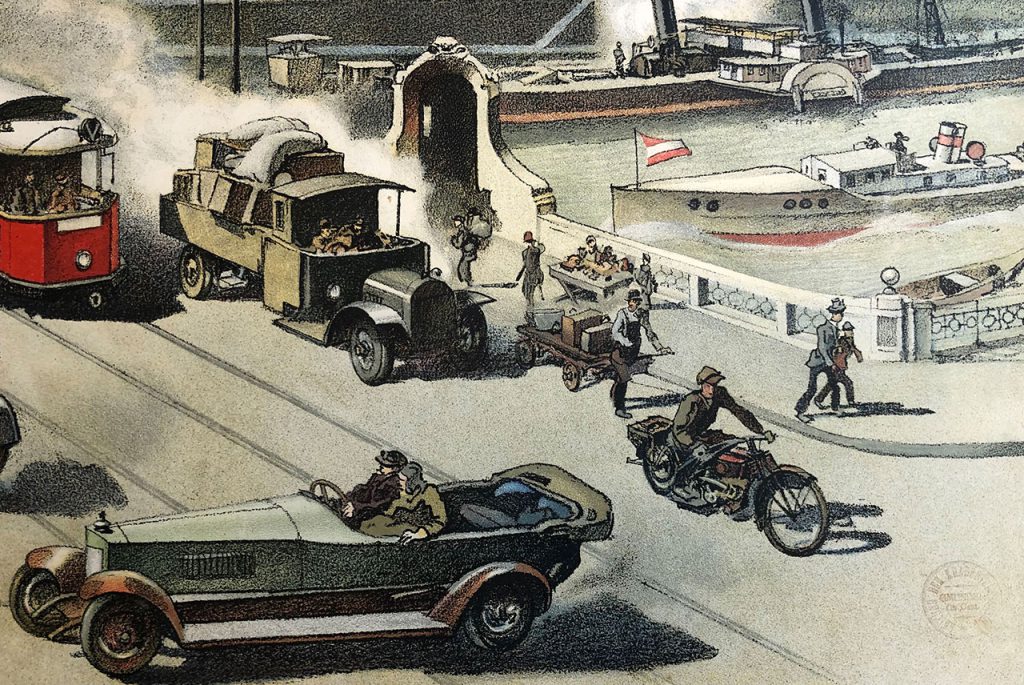 Detail einer Lithografie von Josef Daniilowatz mit Stempel